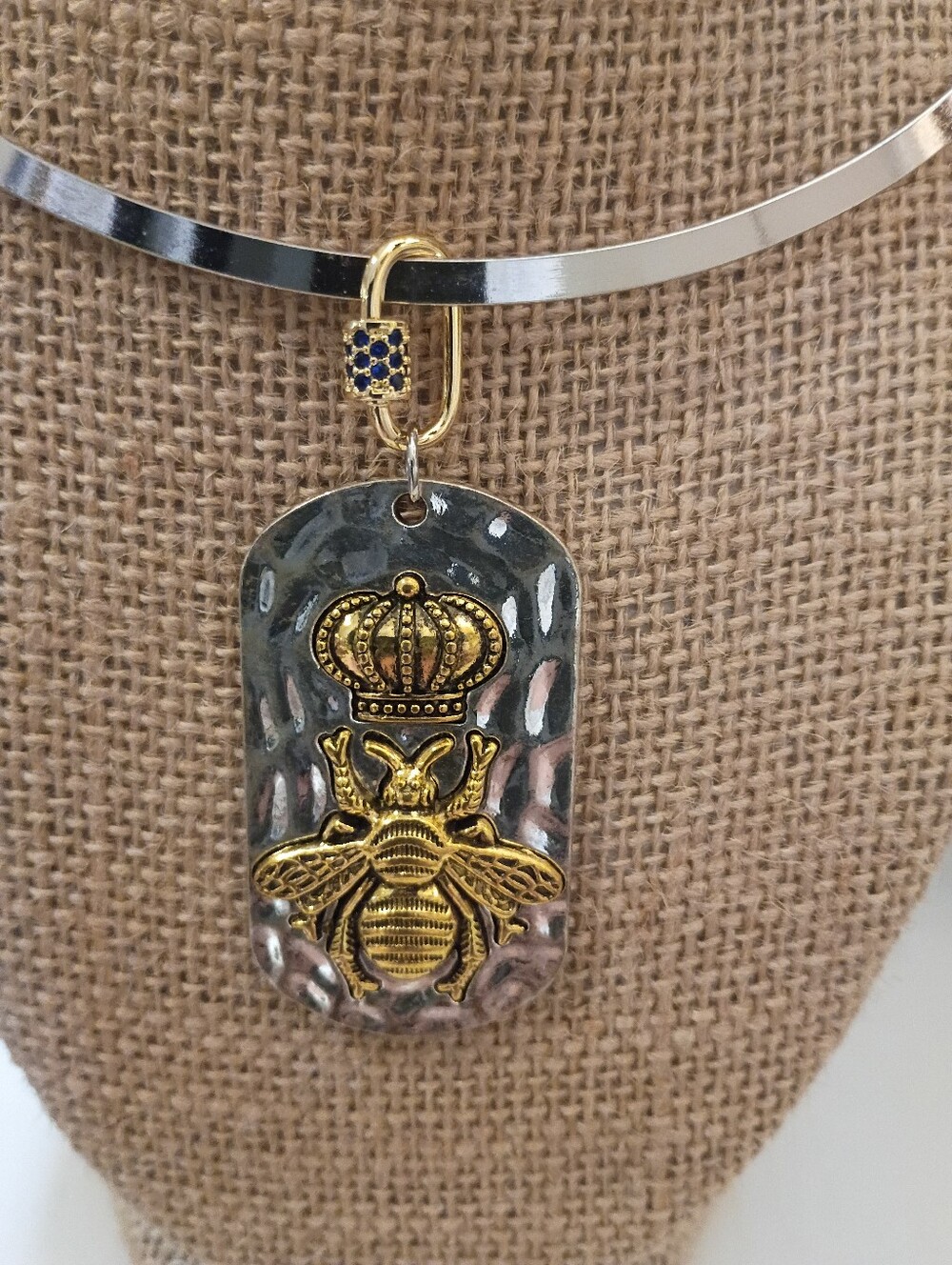 Queen Bee Crown Pendant On Necklace